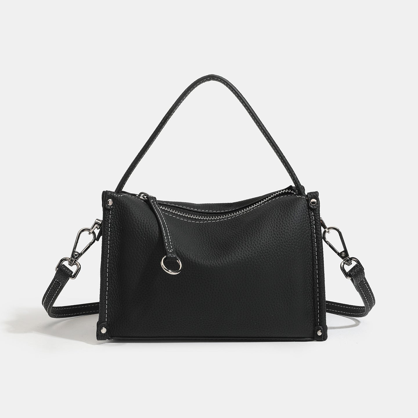 Women's Pebbled Cowhide Foldover Crossbody Clutch Bag