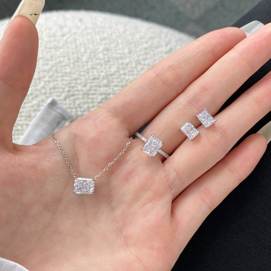 “Crystal Bloom” S925 Sterling Silver 3-Piece Zircon Wedding Jewelry Set