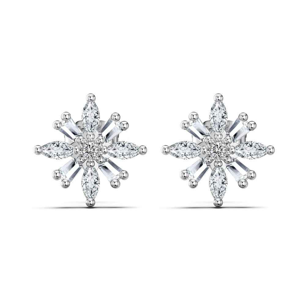 Snowburst Éclat S925 Silver Icy Crystal Snowflake Stud Earrings