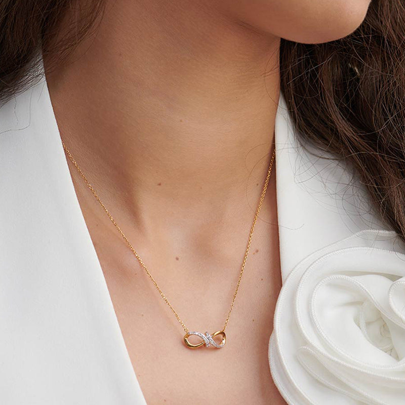 “Infinity Muse” S925 Sterling Silver Geometric Infinity Pendant Necklace