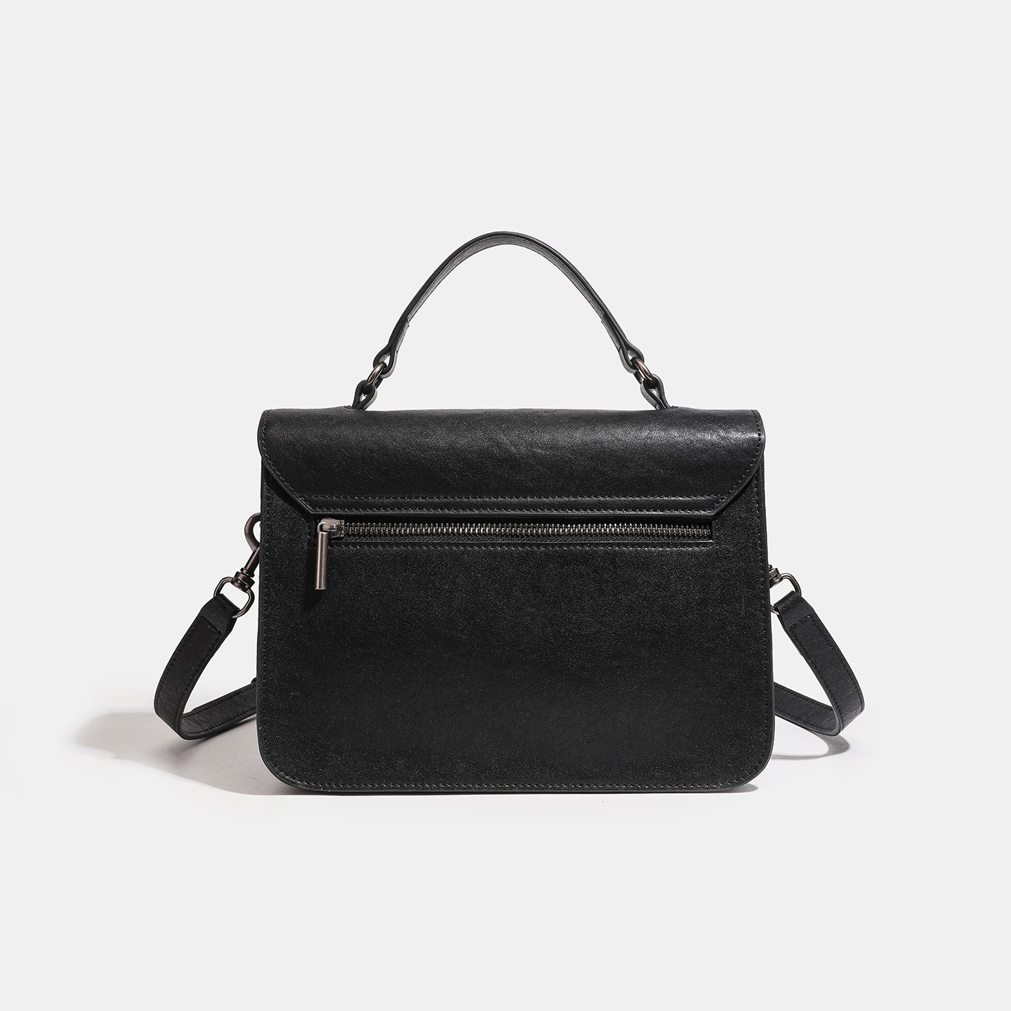 Women's Genuine Leather V-Flap Messenger Bag with Twist Lock