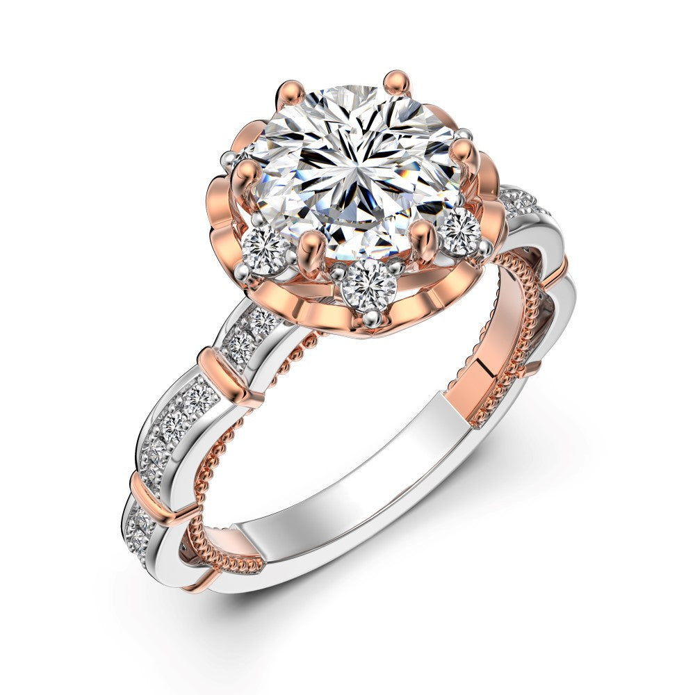 925 Sterling Silver 8mm Cubic Zirconia Crown Engagement Ring – Rosé Crown