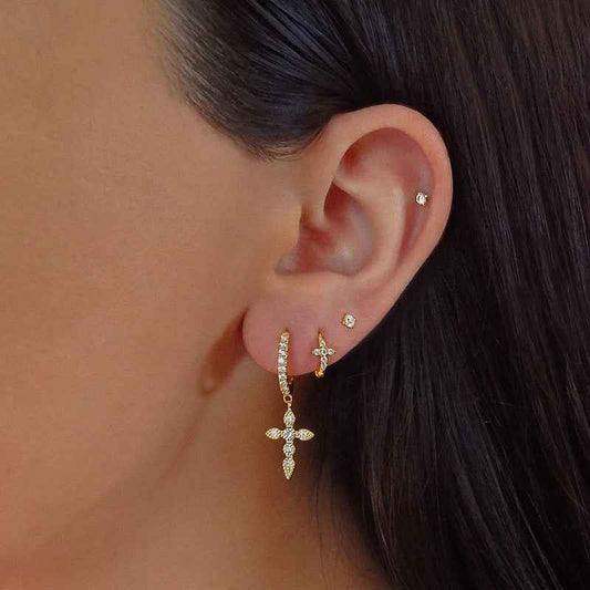 925 Sterling Silver Pavé Cross Dangle Earrings – Celestial Cross