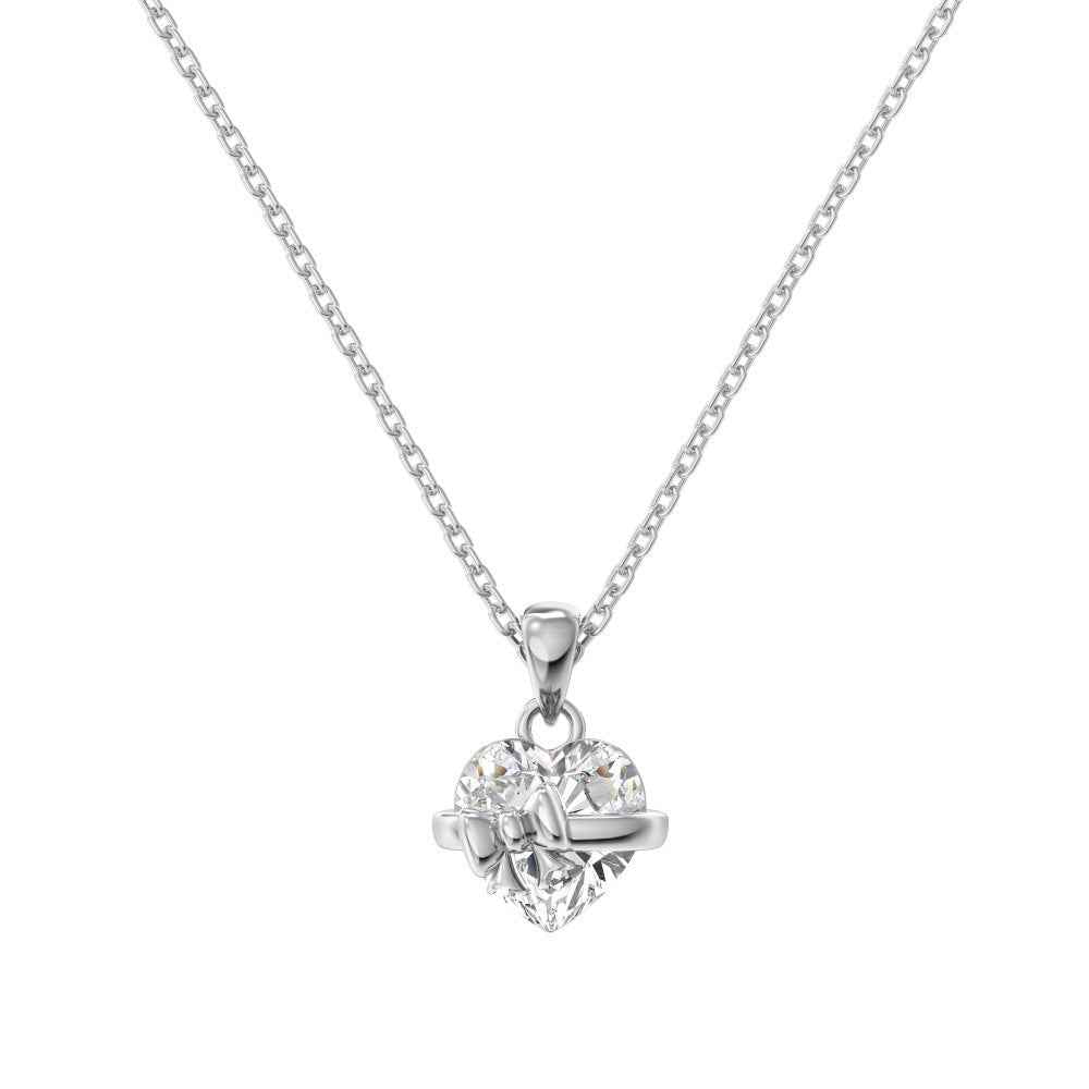 Ribbon Serenade Heart Bow Jewelry Set 925 Sterling Silver