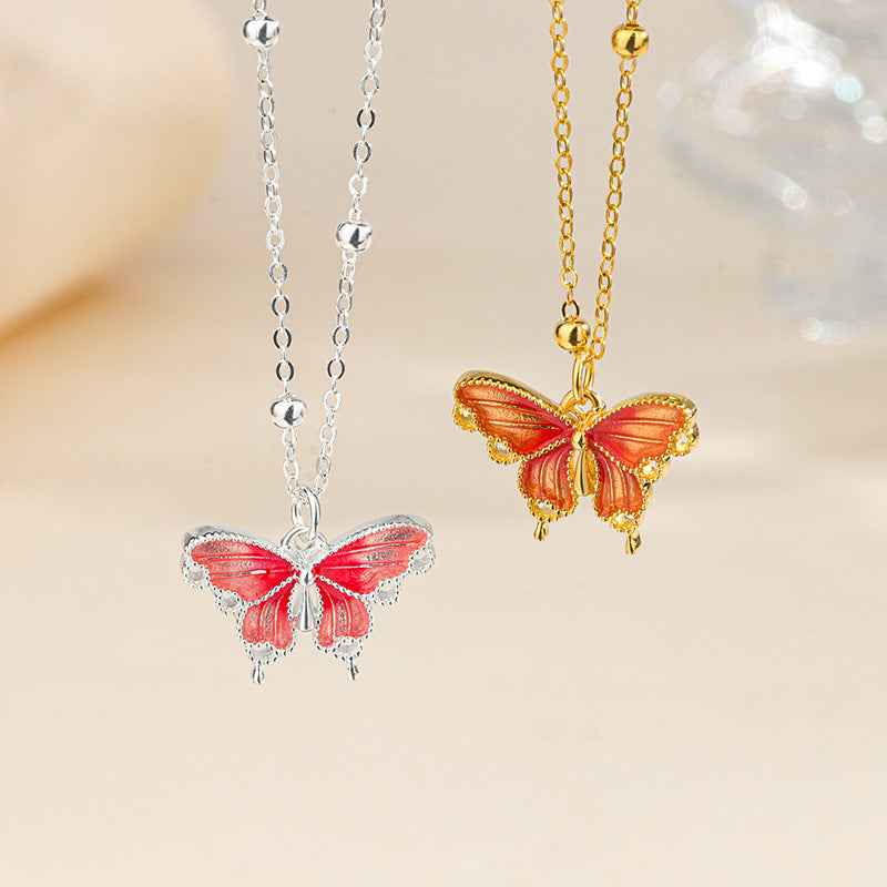 Butterfly Reverie Enamel Butterfly Jewelry Set in S925 Sterling Silver