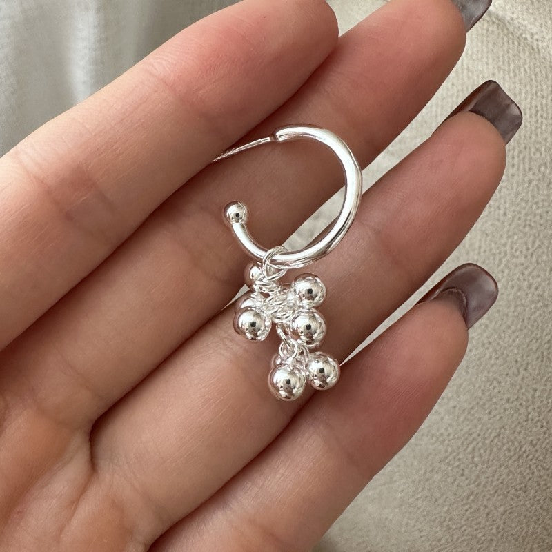925 Sterling Silver Silver Grapes Earrings Minimalist Cluster Stud Earrings
