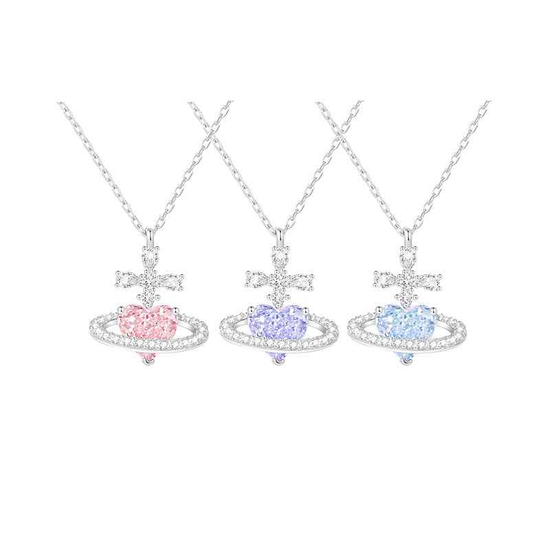 925 Sterling Silver Heart Orbit Necklace – Celestia Orbit