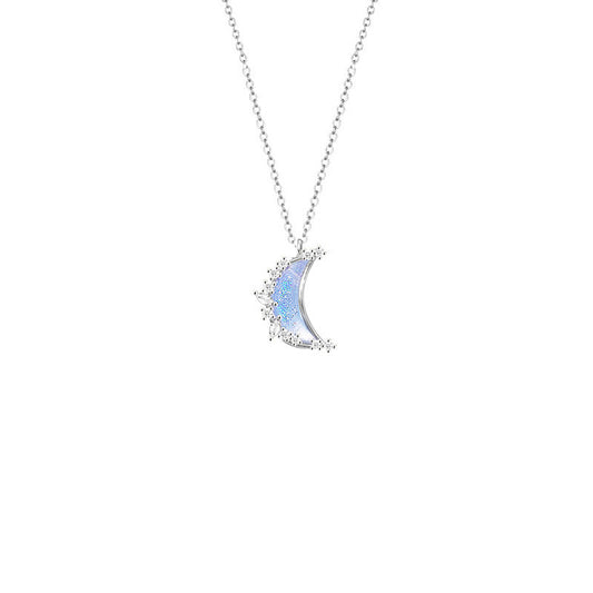 925 Sterling Silver Moon and Star Necklace – Stellar Whisper