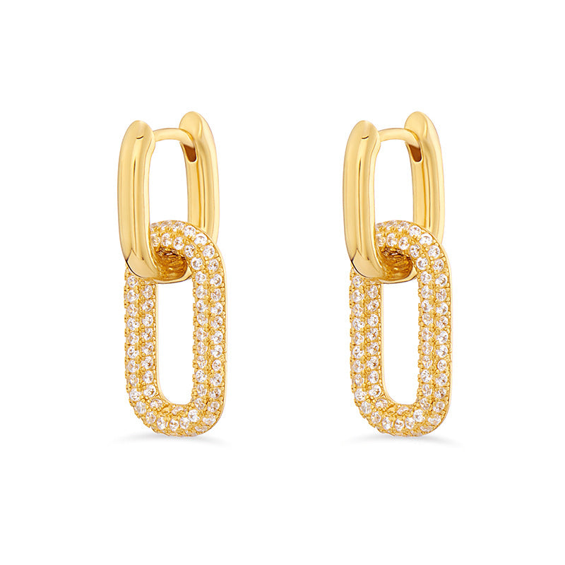 “Double Oval Gleam” S925 Sterling Silver Double-Layer Oval Huggie Hoop Earrings