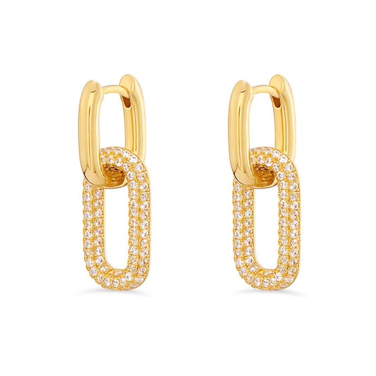 “Double Oval Gleam” S925 Sterling Silver Double-Layer Oval Huggie Hoop Earrings