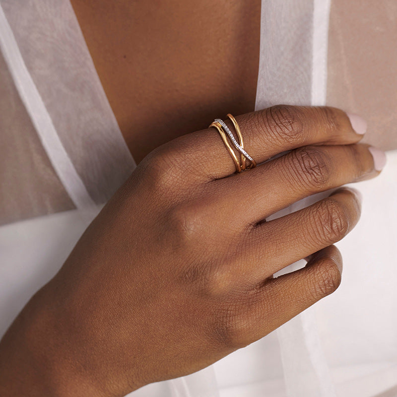 “Serpent Cross” S925 Sterling Silver Open Adjustable Triple-Layer Ring