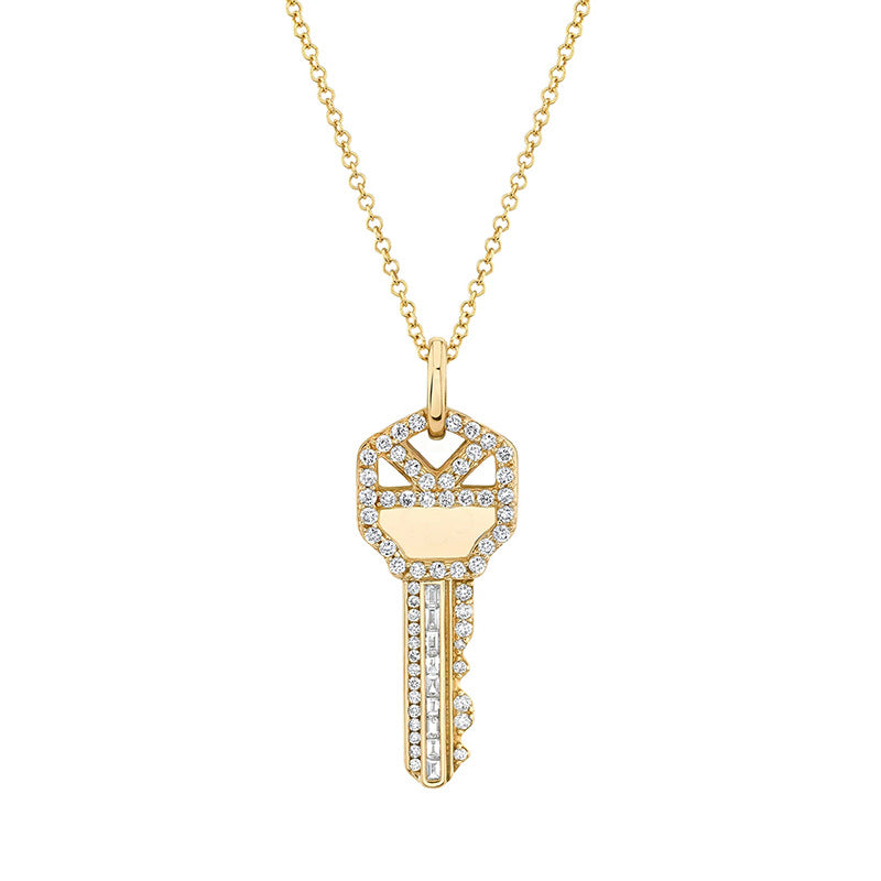 “Key Muse” S925 Sterling Silver Sparkling Key Pendant Necklace