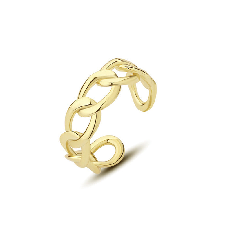 Minimal Interlocking Open Ring Sterling Silver Adjustable Sculptural Band