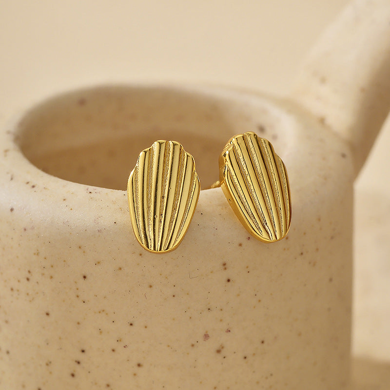 “Shell Muse” S925 Sterling Silver Shell-Texture Stud Earrings