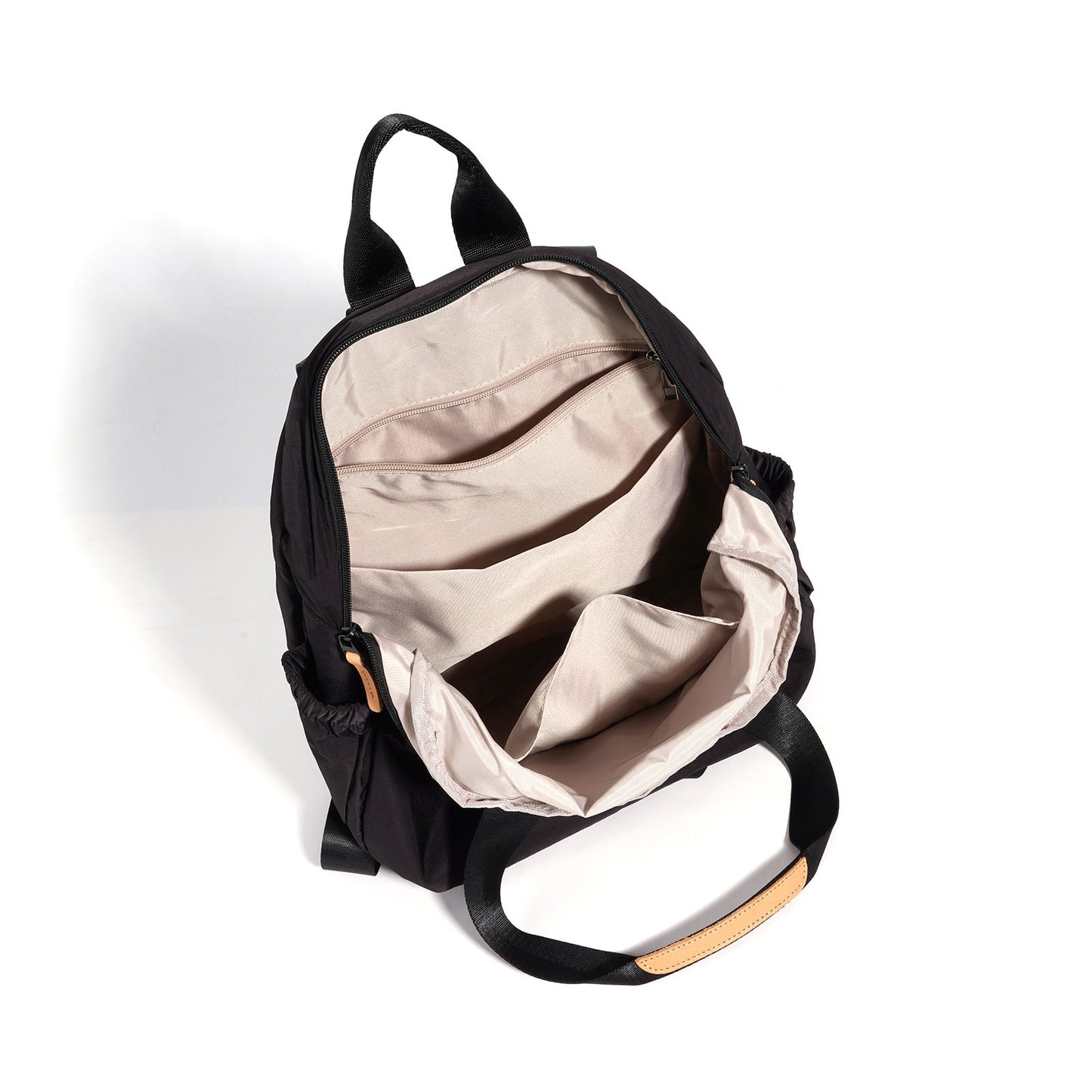 Women's Nylon Convertible Backpack with Genuine Leather Trim