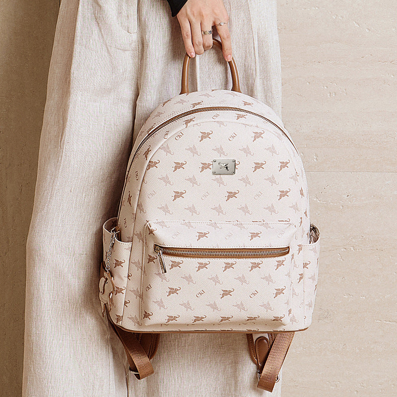 Women's Flying Elephant Print Backpack with Large Capacity and Zipper Closure