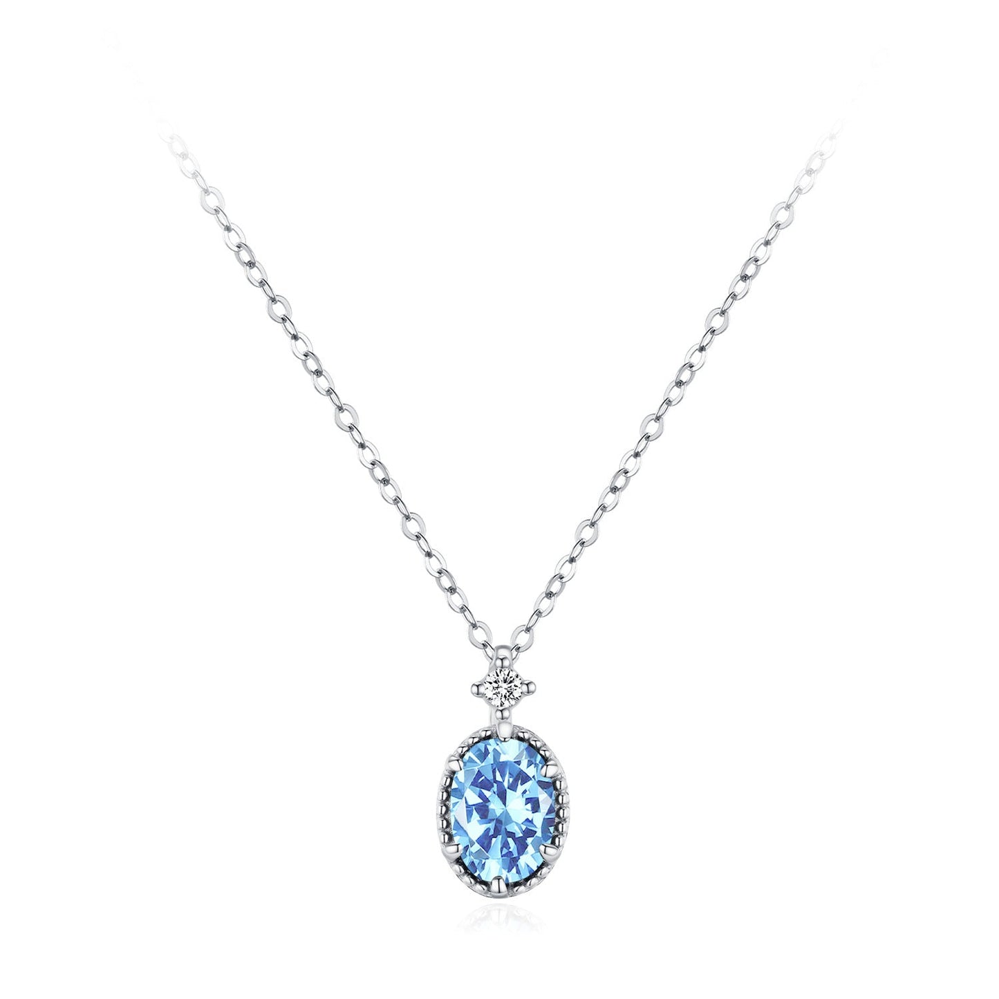 Azure Stardrop Blue Zircon Necklace & Drop Earrings Set 925 Sterling Silver