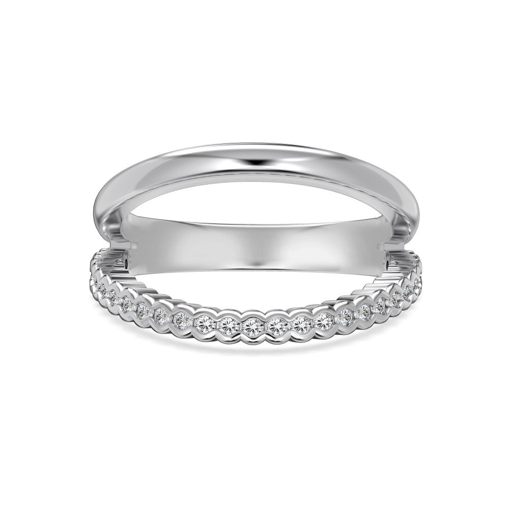 Lumière Line Sculptural Stackable Ring Collection with Zircon Accents, S925 Sterling Silver