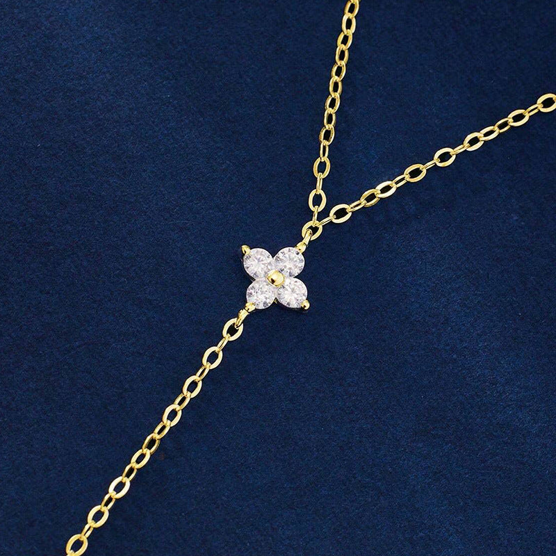 “Starlit Bond” S925 Sterling Silver Connected Four-Point Star Bracelet