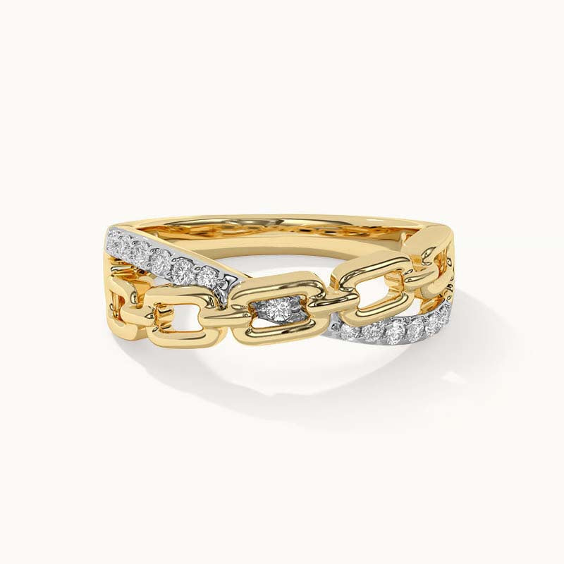 “Chain Cross” S925 Sterling Silver Chain-Inspired Crossed Ring