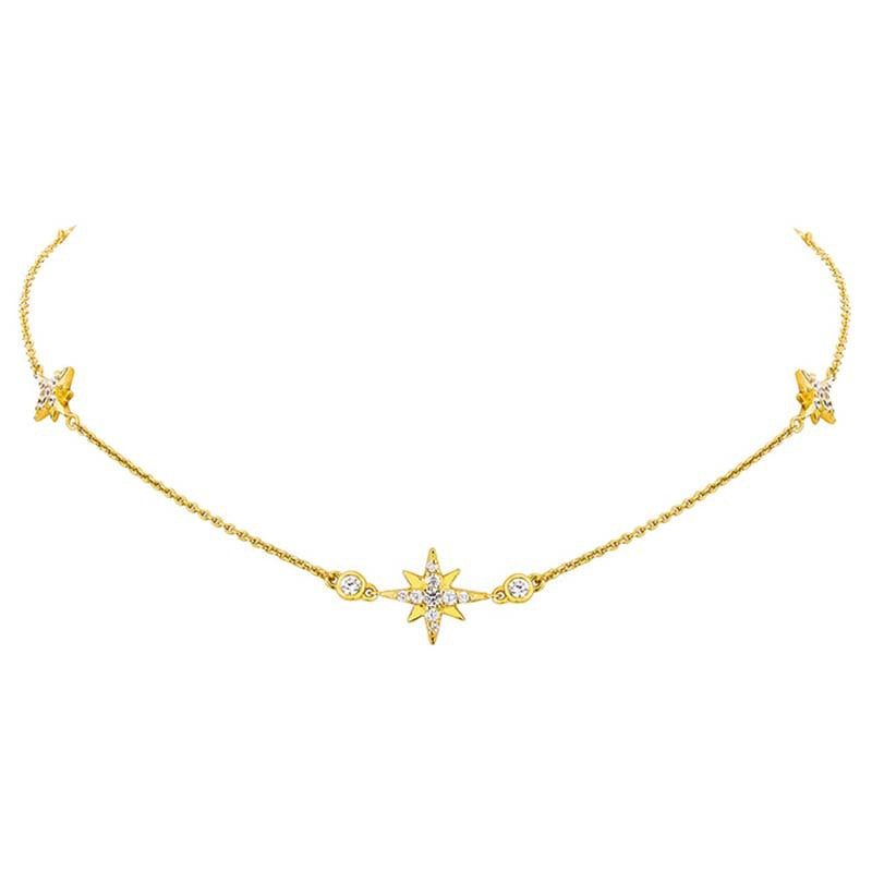 “Snowflake Halo” S925 Sterling Silver Eight-Point Star Necklace