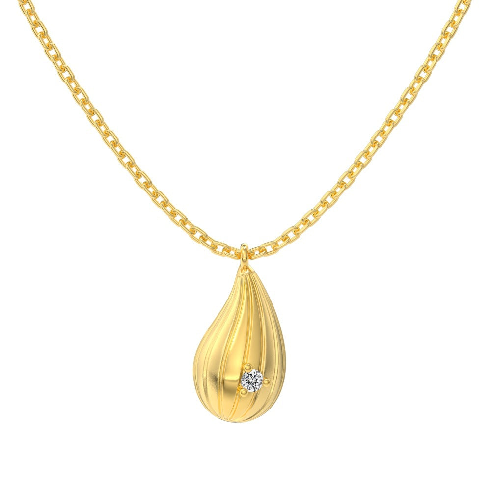 S925 Sterling Silver Pure Drop Necklace Teardrop Brushed CZ Pendant Silver Gold