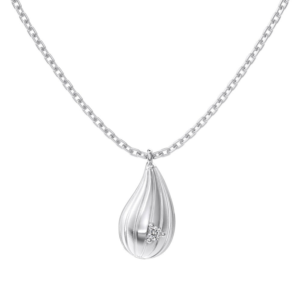 S925 Sterling Silver Pure Drop Necklace Teardrop Brushed CZ Pendant Silver Gold