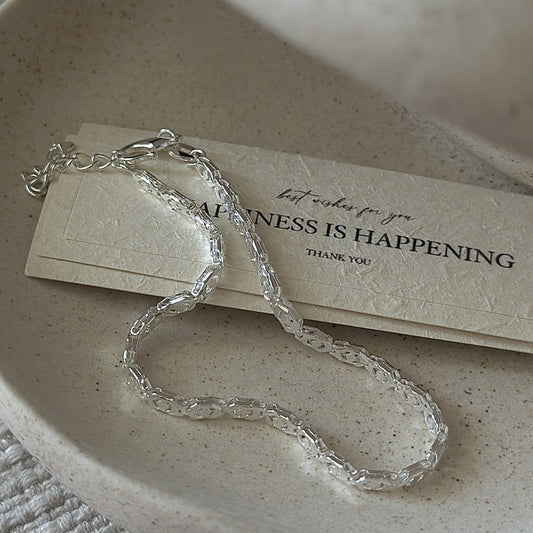 999 Sterling Silver Shimmering Waves Bracelet Minimalist Textured Silver Bracelet