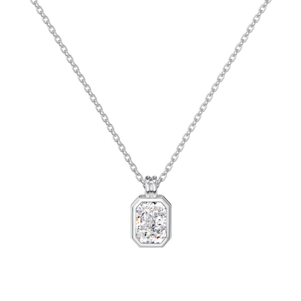 S925 Sterling Silver Sugar Dreams Necklace Ice Flower Square CZ Pendant Pink White