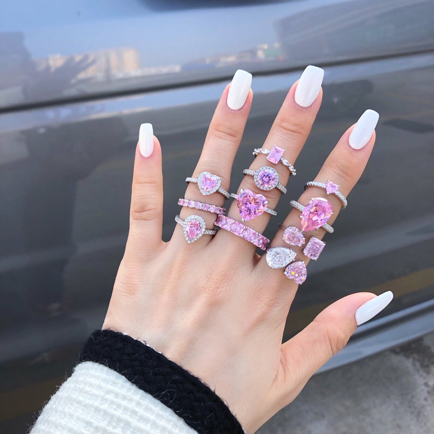 S925 Sterling Silver Pink CZ Ring – Morning Glow Design