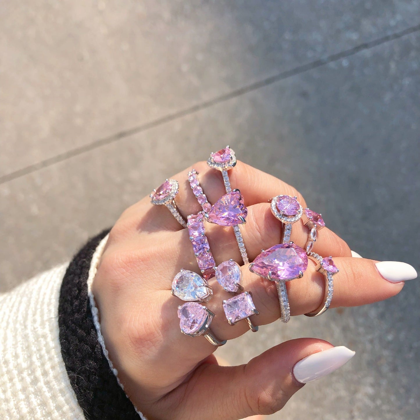 S925 Sterling Silver Pink CZ Ring – Morning Glow Design