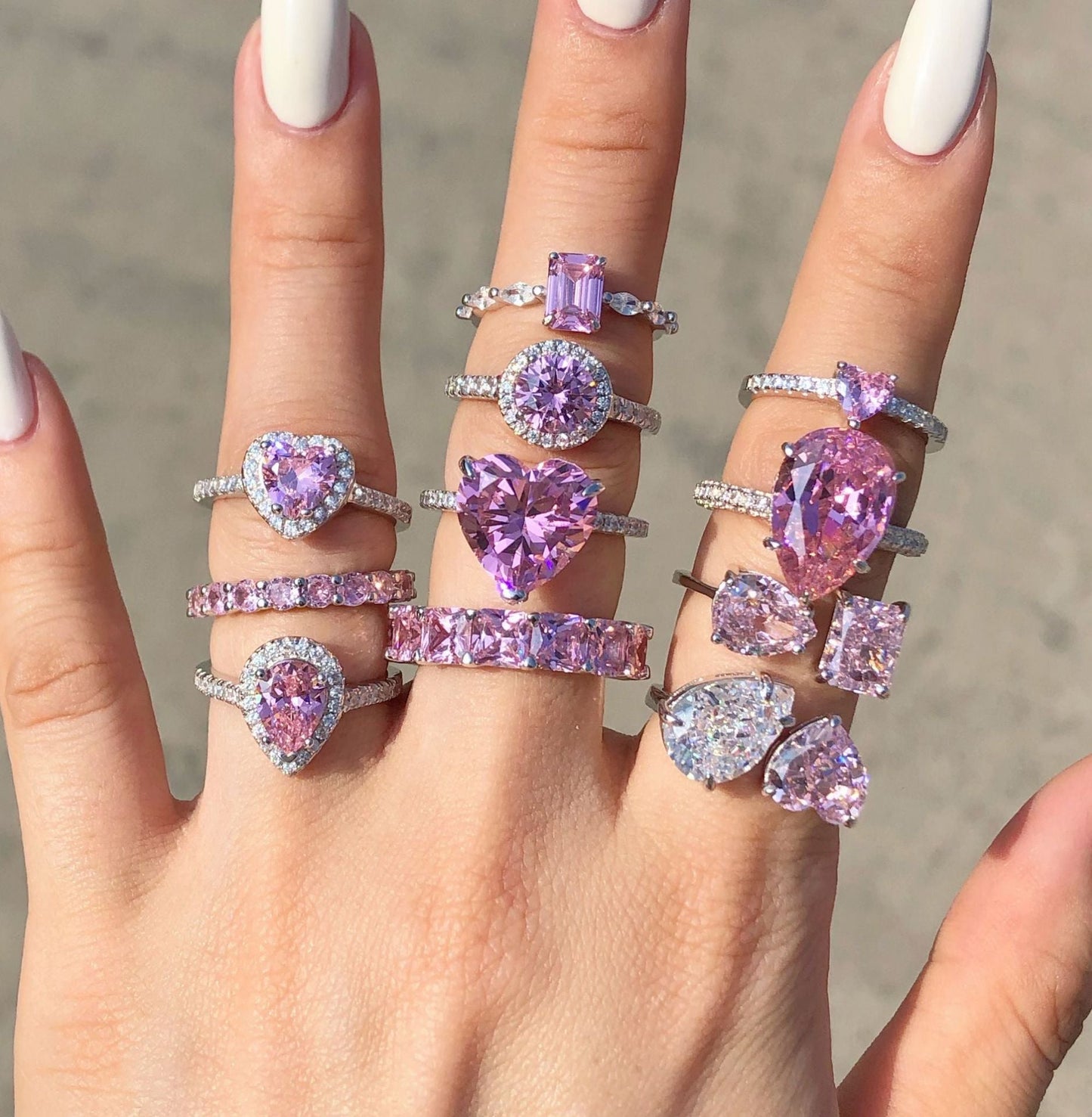 S925 Sterling Silver Pink CZ Ring – Morning Glow Design