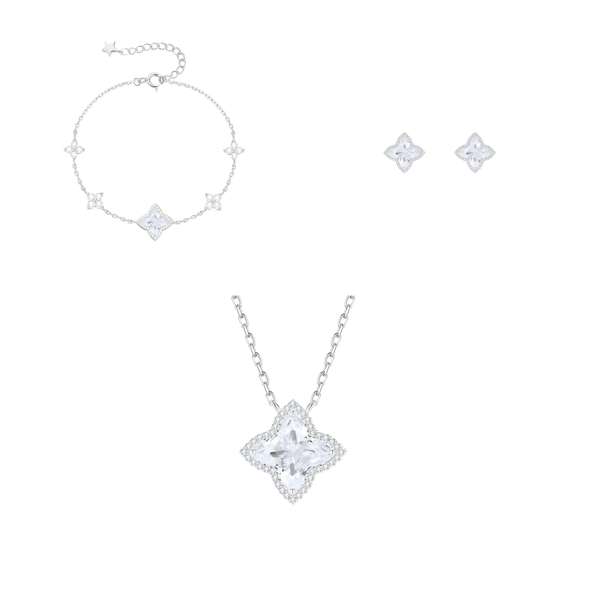925 Sterling Silver Four Leaf Clover Jewelry Set