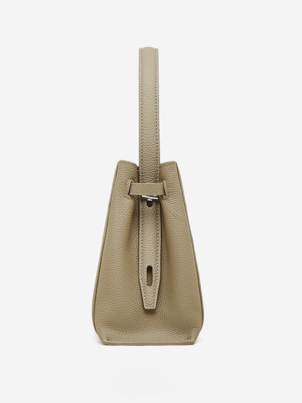 Women's Pebbled Cowhide Bucket Tote with Dual Straps
