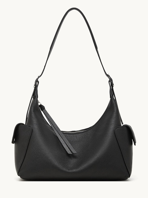 Women's Full-Grain Vegetable-Tanned Leather Tote Bag with Side Pockets