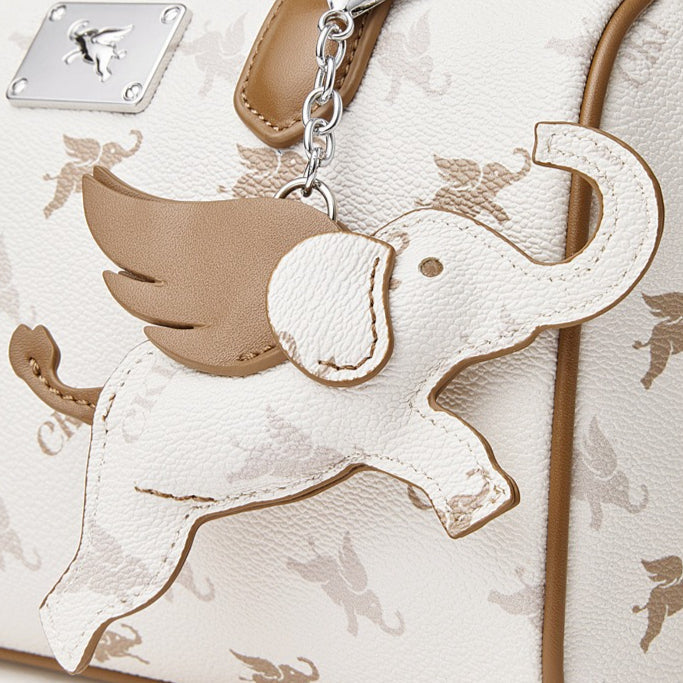 Women's Flying Elephant Monogram Mini Boston Bag with Charm