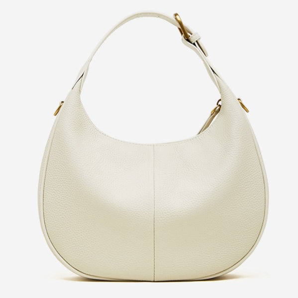 Women's Pebbled Cowhide Crescent Hobo Bag with Convertible Strap