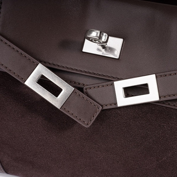 Women's Suede Leather Slouchy Clutch Bag with Detachable Pouch