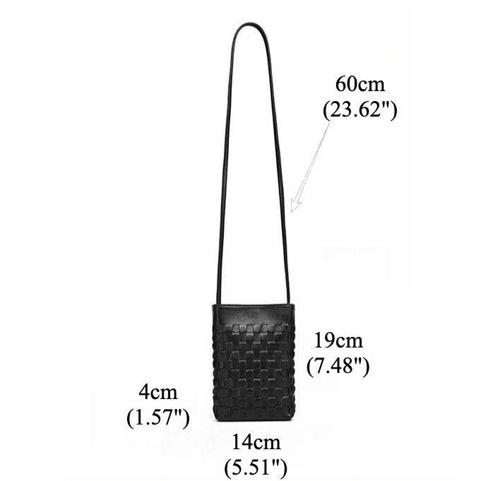 Women's Woven Sheepskin Mini Phone Bag with Adjustable Strap