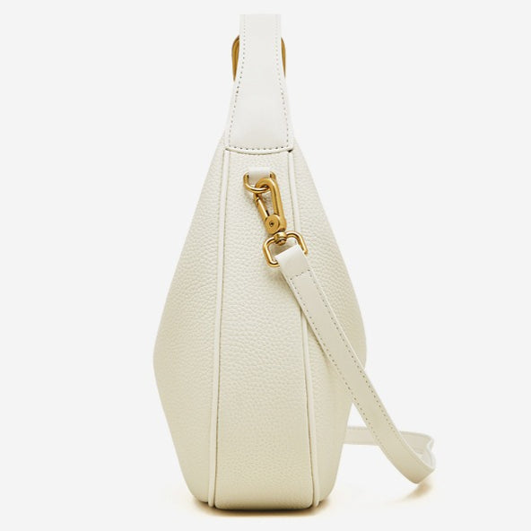 Women's Pebbled Cowhide Crescent Hobo Bag with Convertible Strap