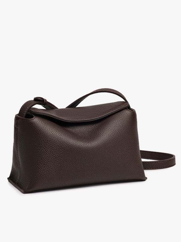 Women's Pebbled Cowhide Flap Crossbody Bag with Hidden Clasp