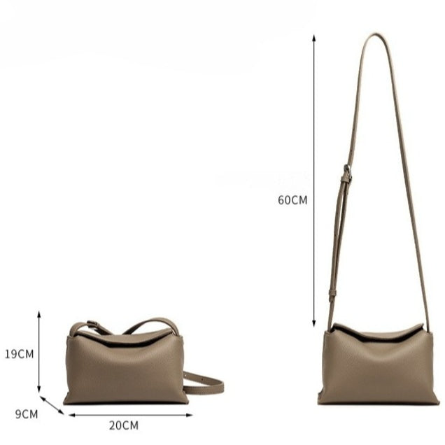 Women's Pebbled Cowhide Flap Crossbody Bag with Hidden Clasp
