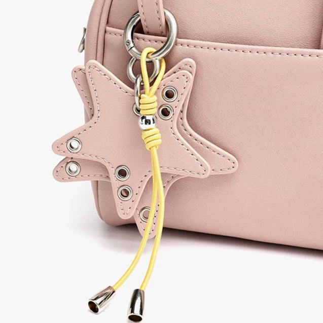Women's Genuine Leather Mini Boston Bag with Star Charm