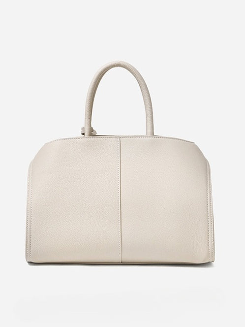 Women's Lychee-Grain Cowhide Double-Buckle Convertible Tote
