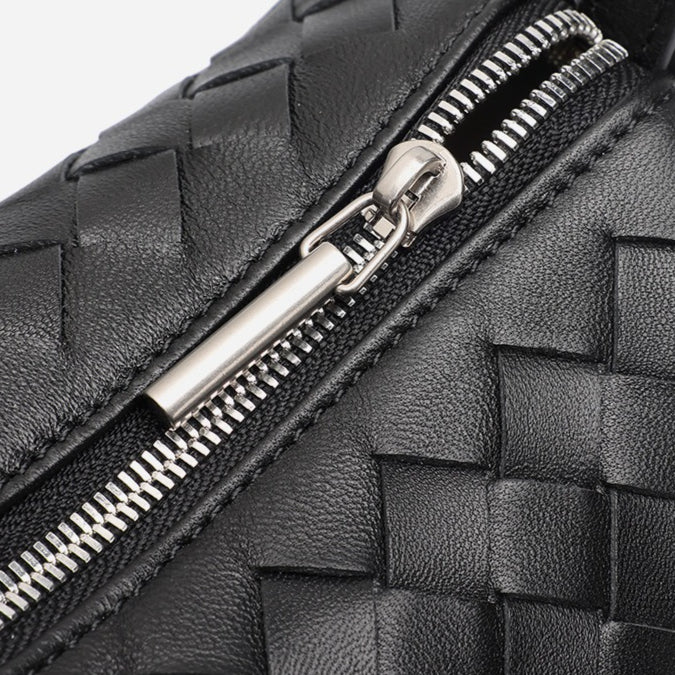 Women's Woven Sheepskin Baguette Bag with Adjustable Strap