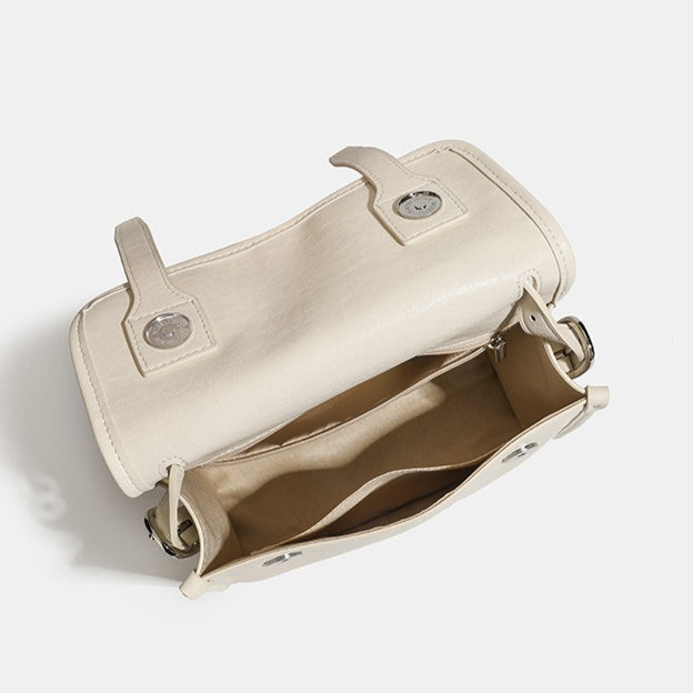 Women's Textured Cowhide Flap Messenger Bag with Dual Straps
