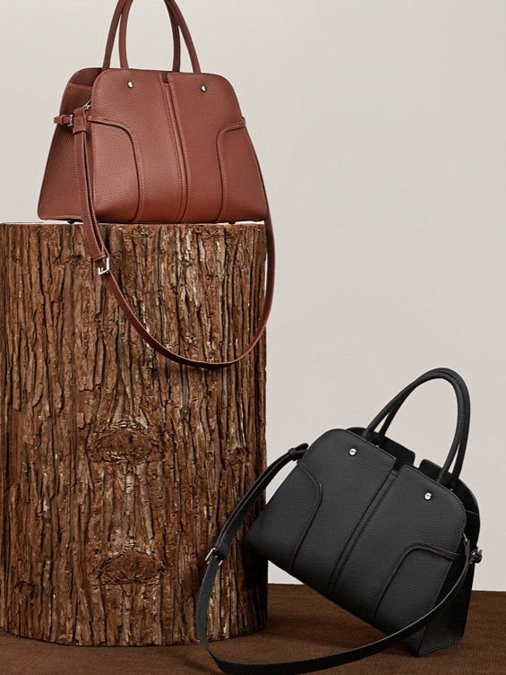 Women's Pebbled Cowhide Paneled Doctor-Style Work Bag