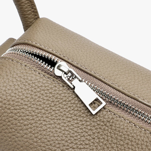 Women's Pebbled Cowhide Mini Boston Bag with Adjustable Strap