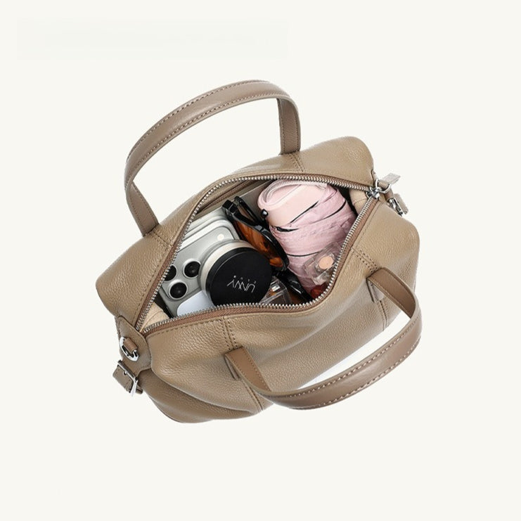 Women's Pebbled Cowhide Pillow Clutch Bag with Adjustable Strap