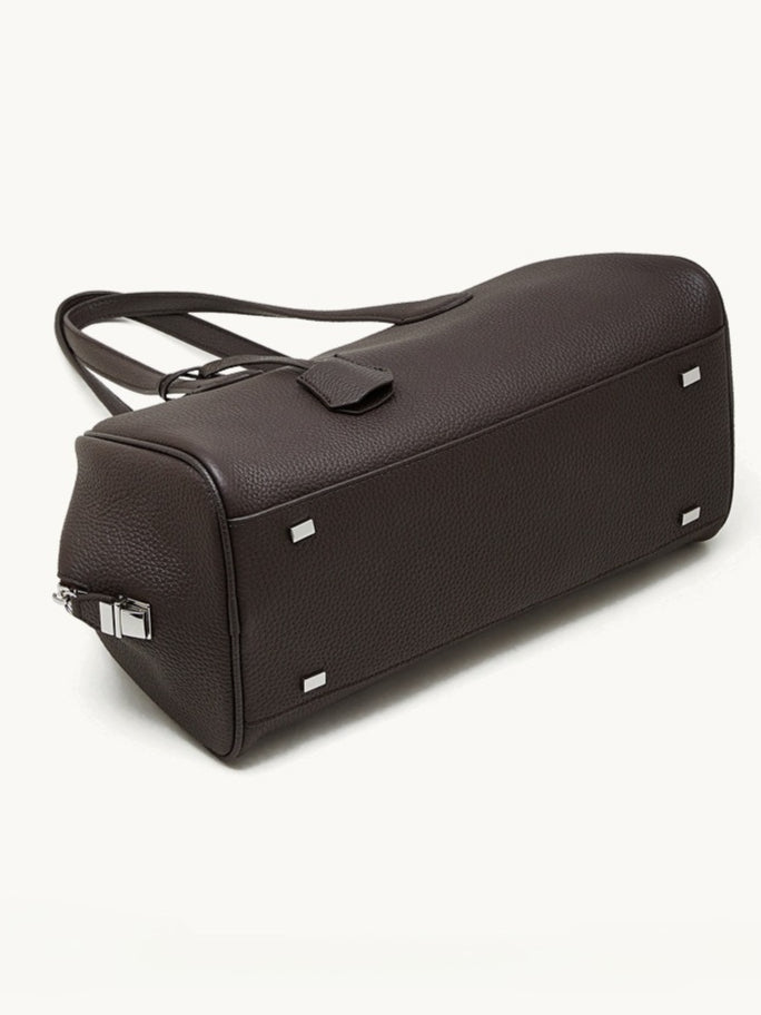 Women's Pebbled Cowhide East-West Bowling Tote Bag